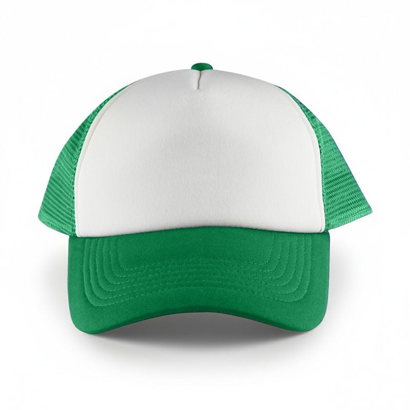 White Front 5 Panel Trucker Mesh Cap